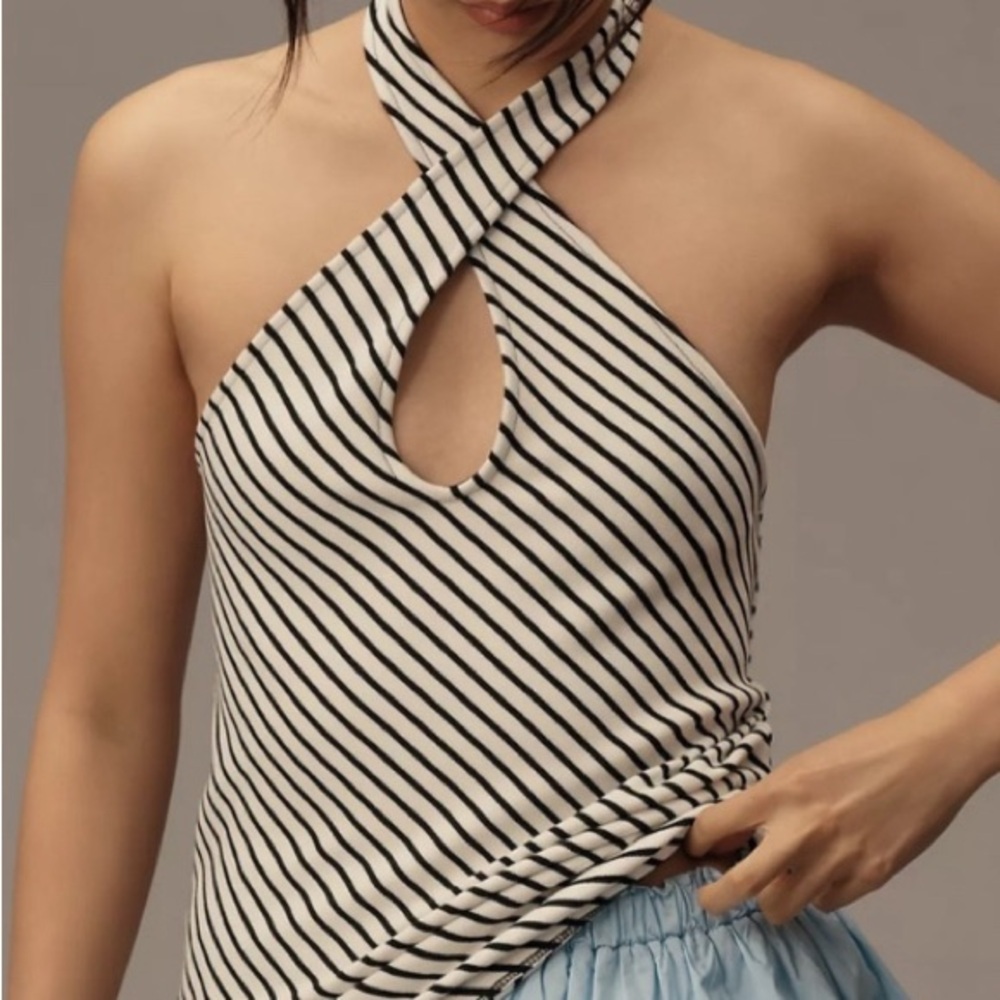 Anthropologie Black and White Striped Tank Top